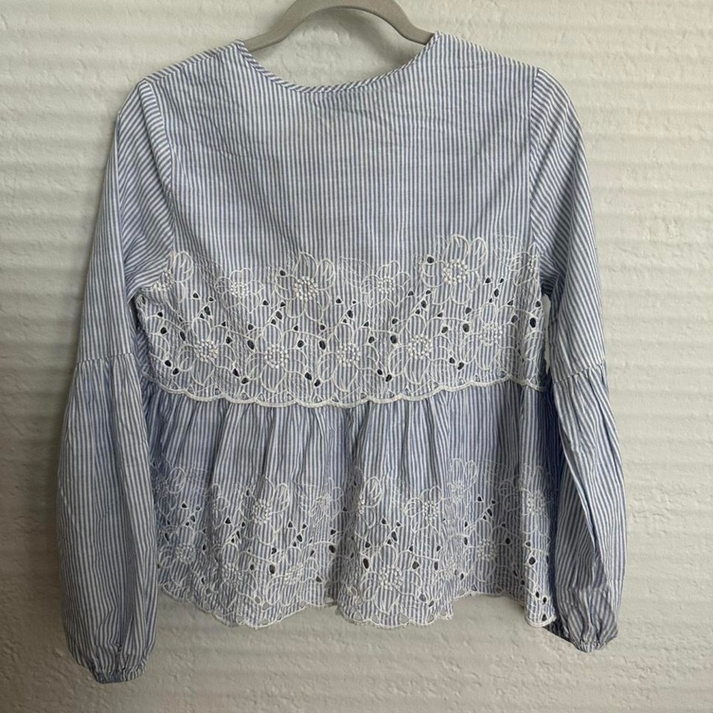 100% Cotton Cece Eyelet Puff Sleeve Blouse Size‎ Small - Picture 5 of 7